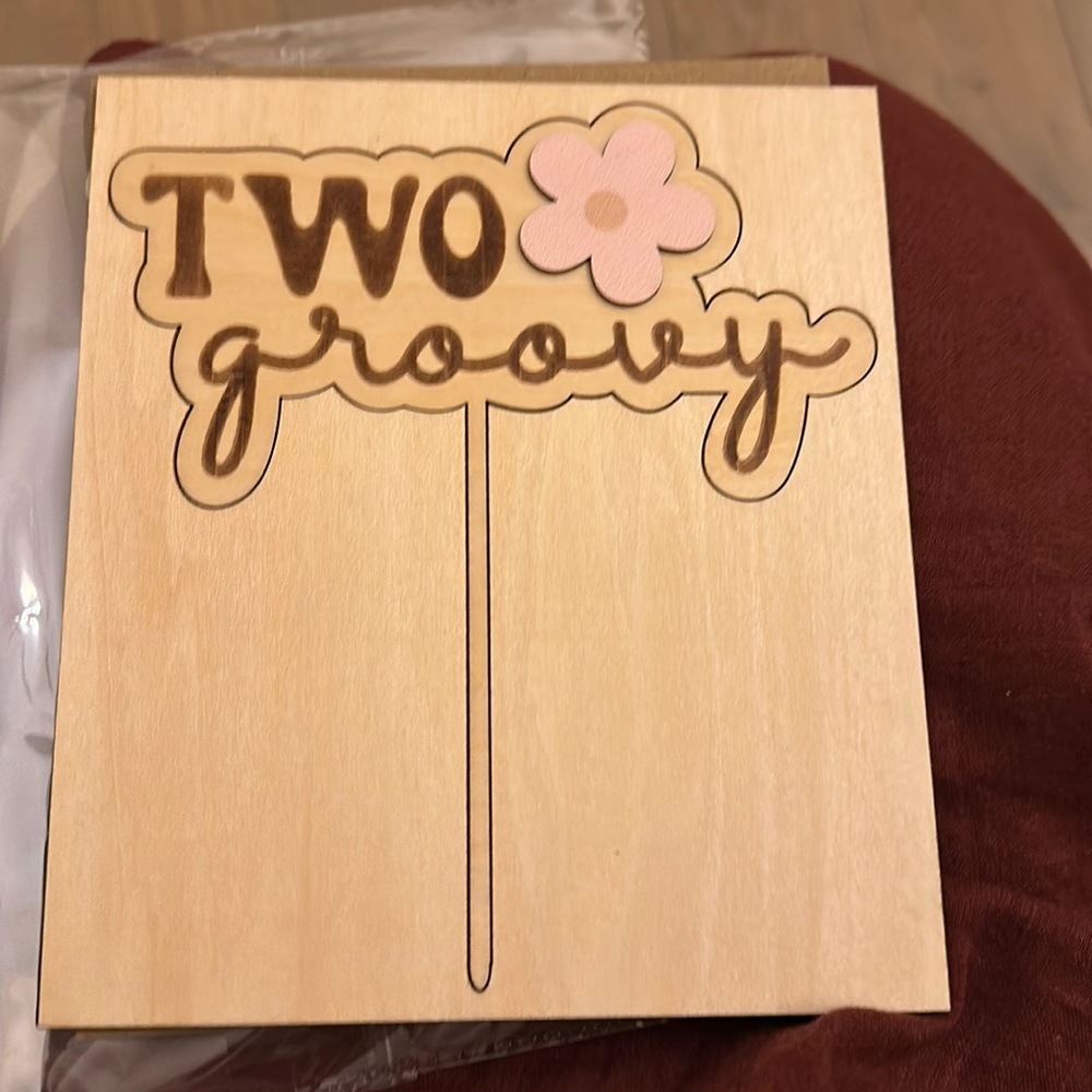 wooden Cake topper TWO GROOVY